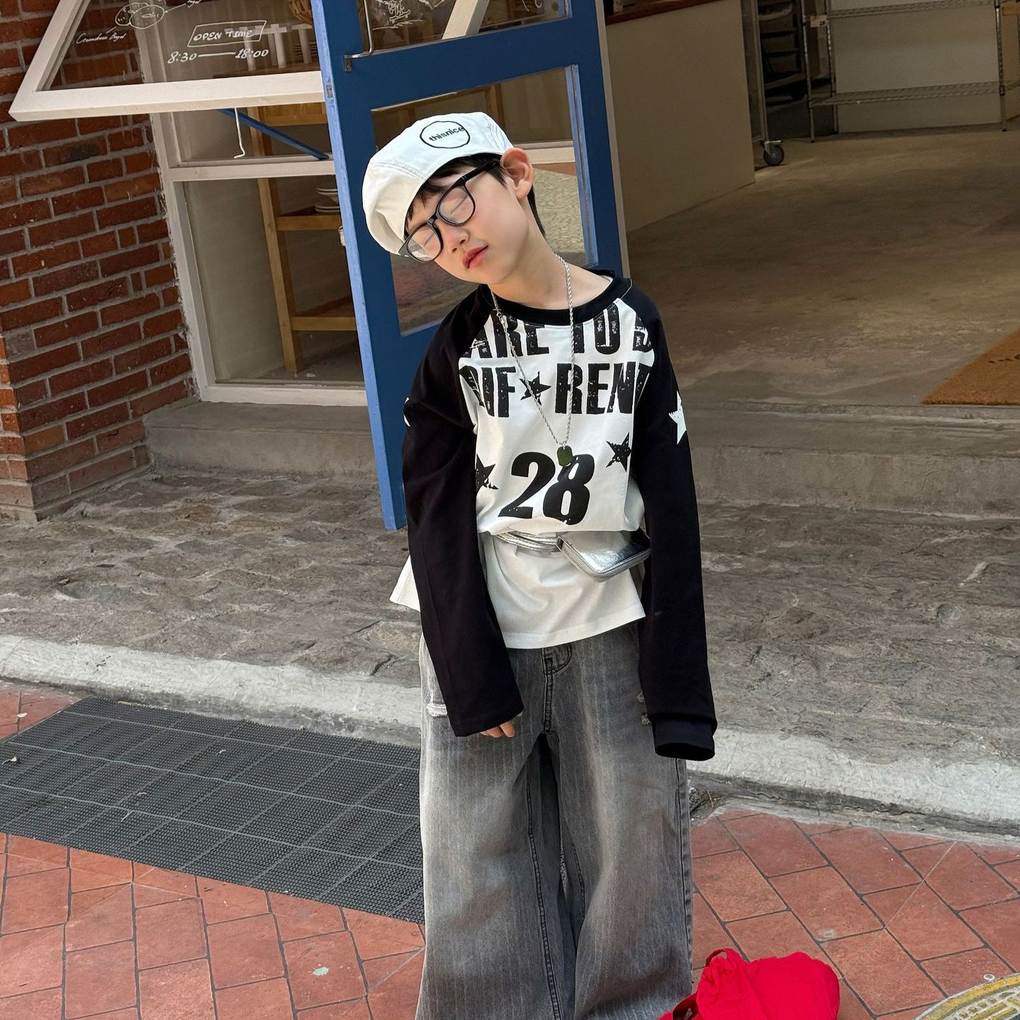 【90-160cm】插肩袖長袖T