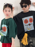 【100-160cm】韓版Vegetarian笑臉T
