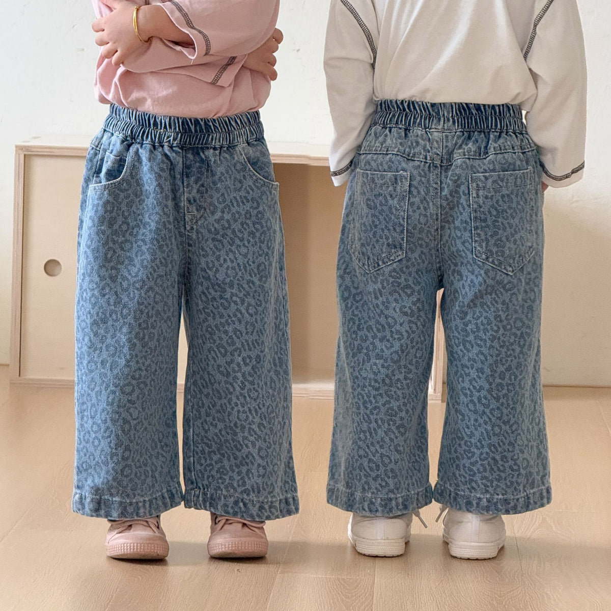 【80-150cm】豹紋牛仔褲
