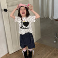 【100-160cm】韓版愛心波點短袖