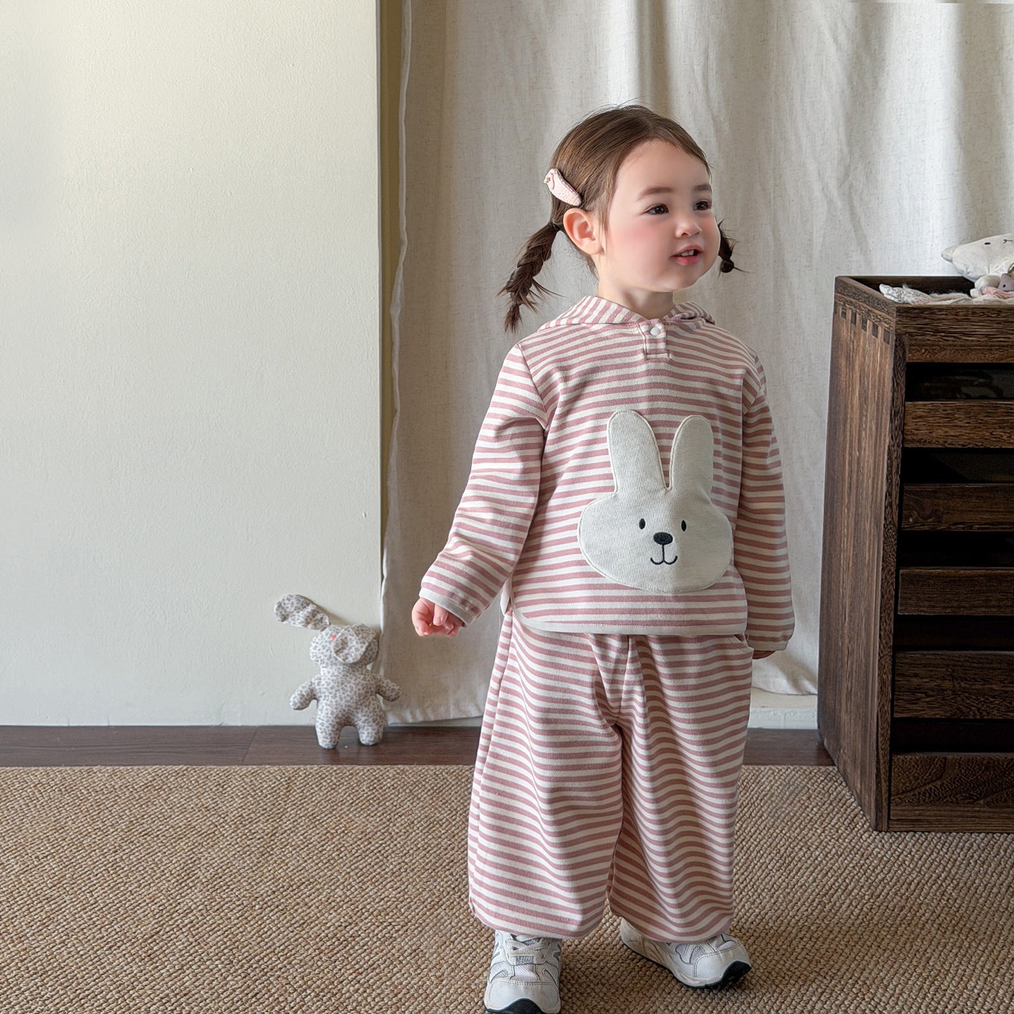 【73-110cm】條紋兔子套裝