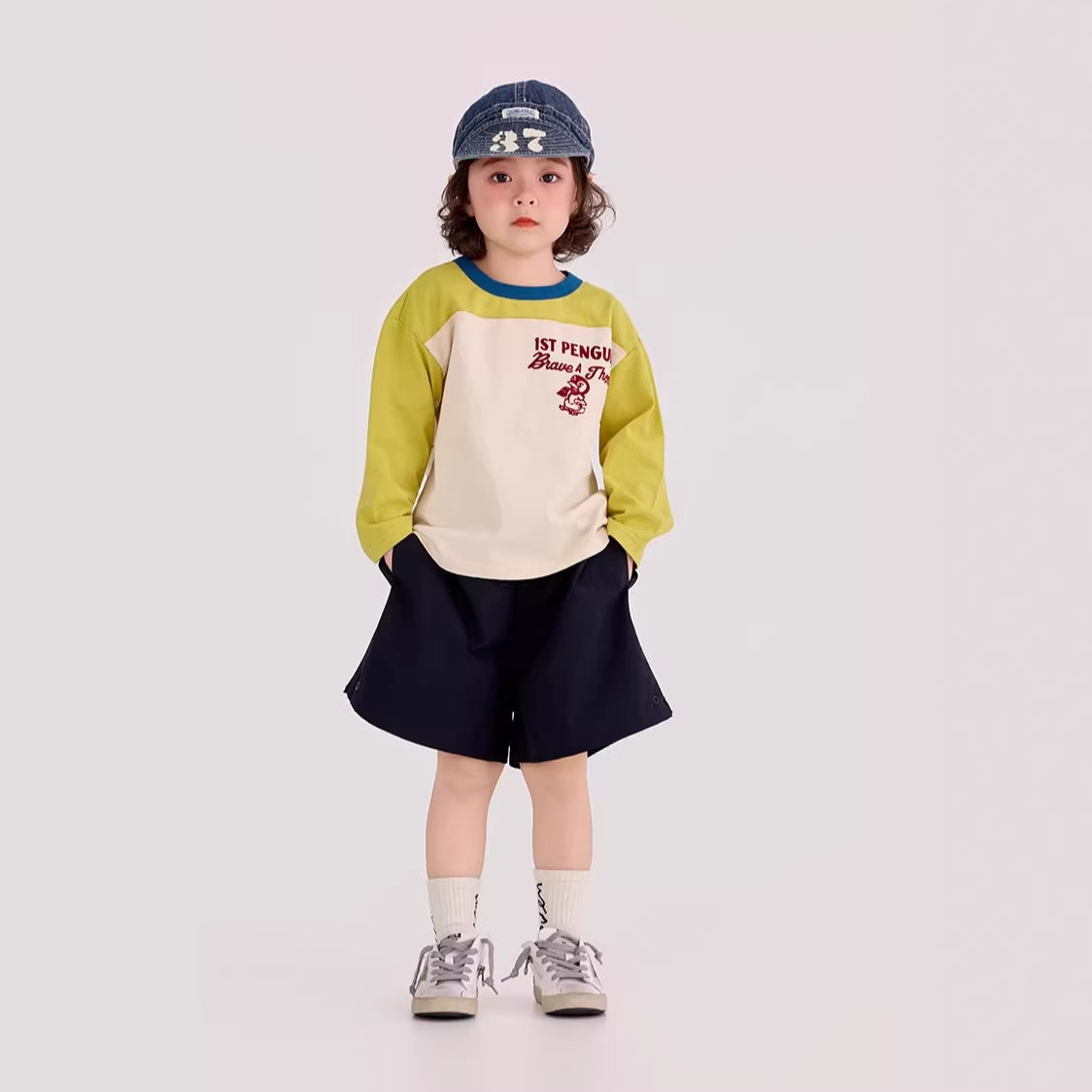 【90-150cm】日系拚色企鵝T