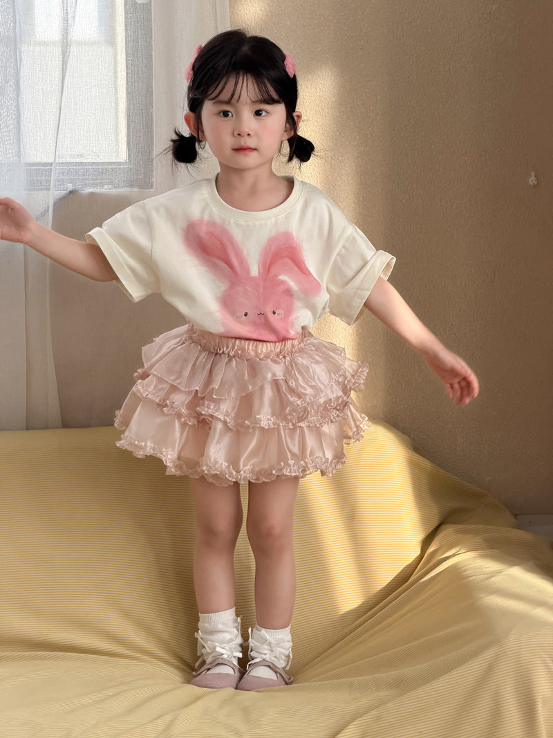 【90-140cm】可愛兔子T全棉短袖上衣