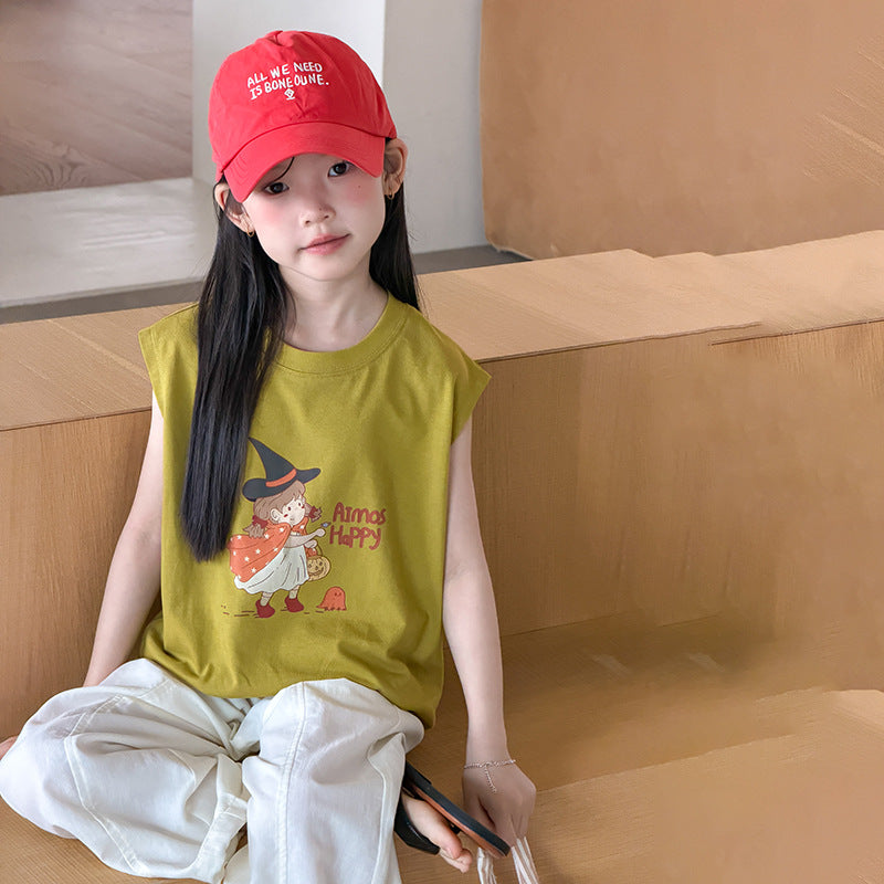 【100-170cm】清爽純棉寬鬆卡通背心