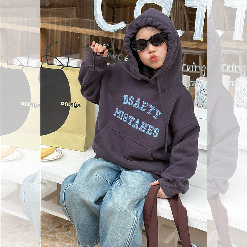 【現貨 90/120cm】【加絨】字母連帽T