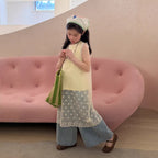 【100-160cm】韓版鏤空罩衫裙｜打底背心