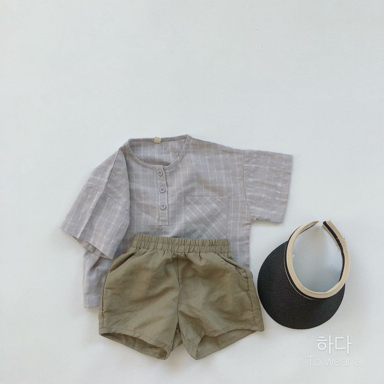 【80-130cm】基礎款棉麻水洗短褲