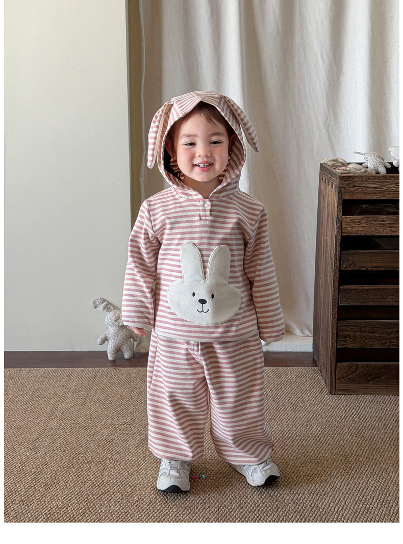 【73-110cm】條紋兔子套裝