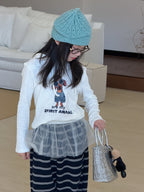 【100-160cm】韓版小狗連帽修身T