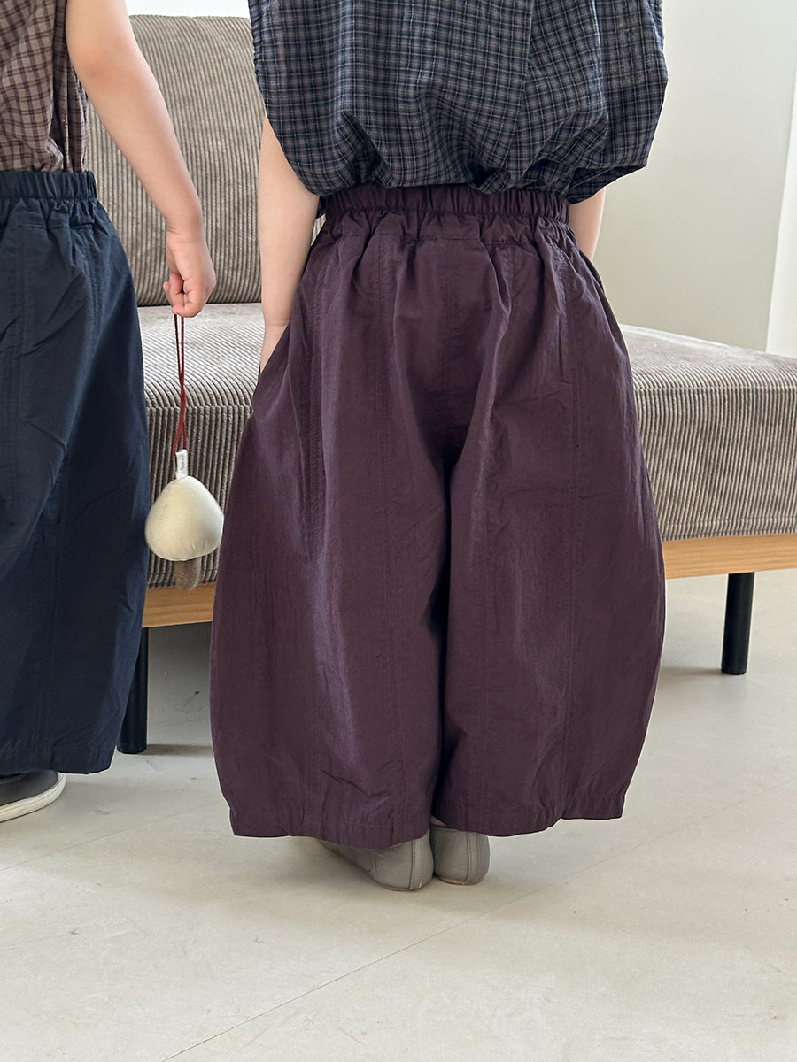 【80-140cm】純色拼接九分褲