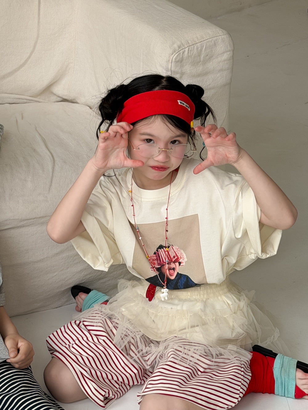 【100-160cm】韓版小藝術家日常印花T