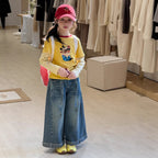 【100-160cm】韓版拼接米奇米妮假兩件上衣