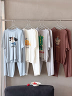 【100-170cm】4色-高彈卡通親膚莫代爾家居服套裝