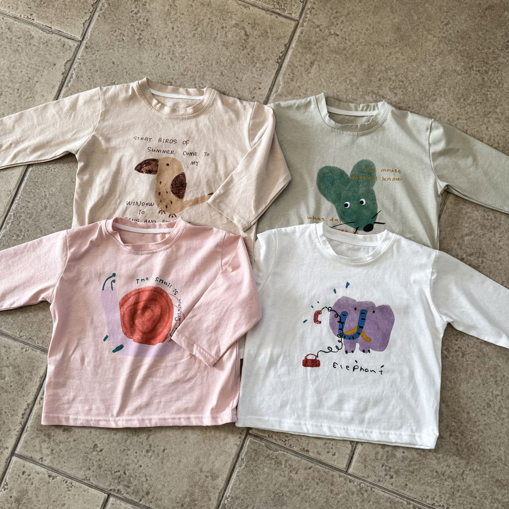 【80-150cm】可愛動物寬鬆純棉T恤