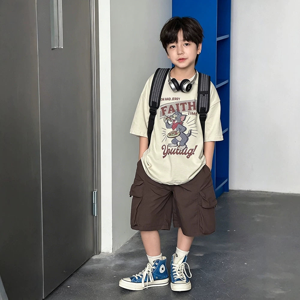 【100-170cm】復古湯姆貓全棉透氣短袖