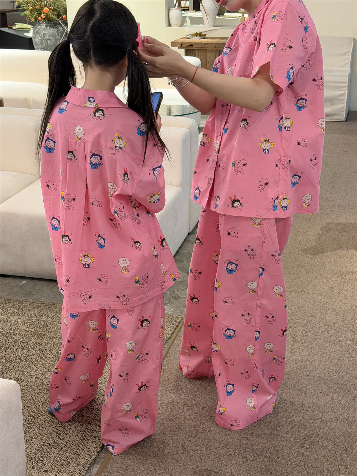 【100-160cm】【親子裝】卡通印花居家服套裝