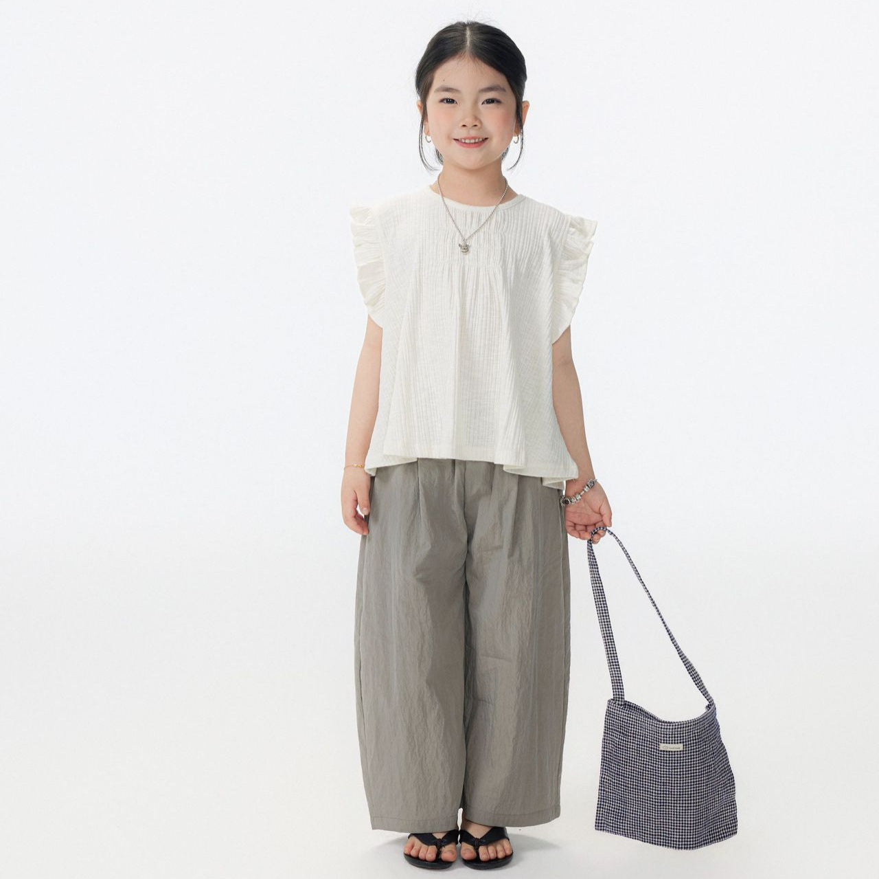 【90-150cm / F】【親子裝】日系竹節坑條小飛袖娃娃衫