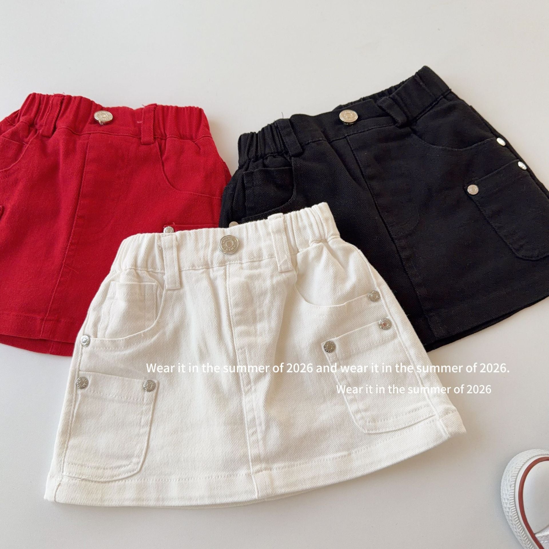 【90-150cm】鉚釘辣妹棉布短裙