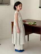 【100-160cm】韓版豎條紋背心套裝