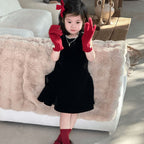 【90-140cm】小眾不規則下擺背心絲絨裙