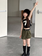【100-150cm】不規則甜酷辣妹工裝褲裙