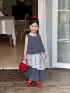 【90-140cm】韓版豎條紋娃娃衫套裝
