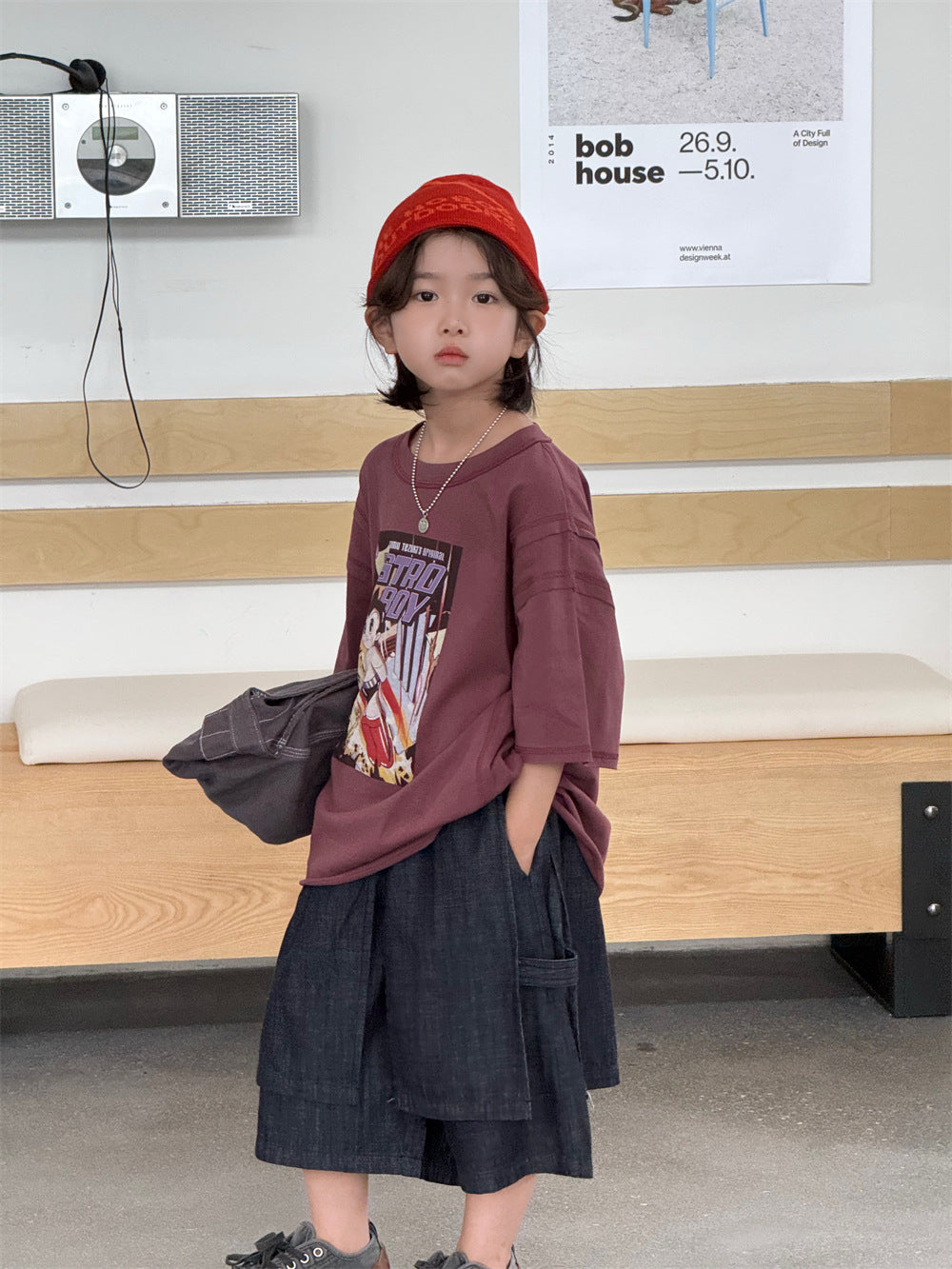 【100-160cm】韓系原子小金剛印花T