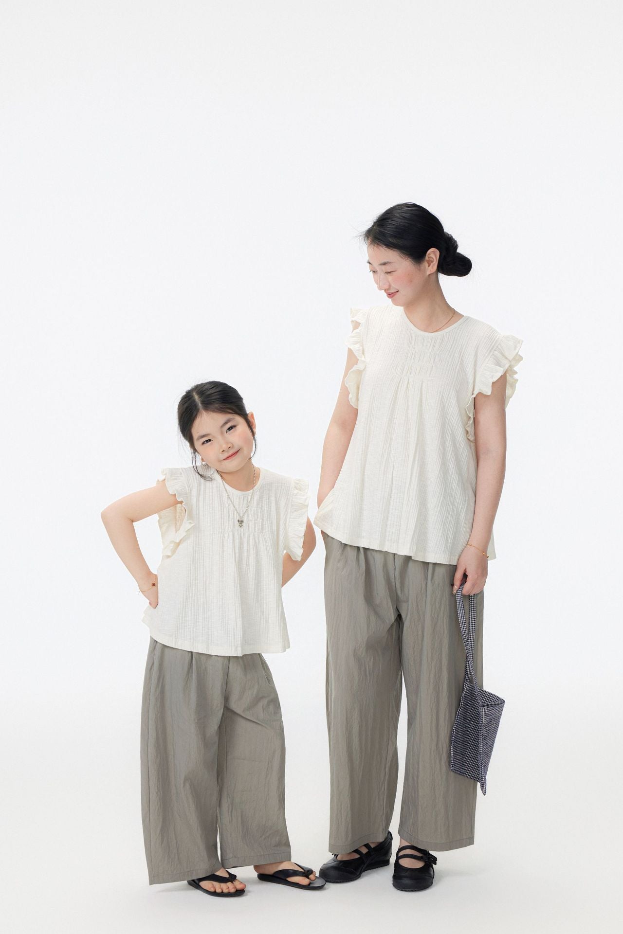 【90-150cm / M.L】【親子裝】日系純色九分蘿蔔休閒褲