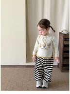 【73-110cm】星星連帽長袖 | 黃色針織開衫 | 條紋束腳褲