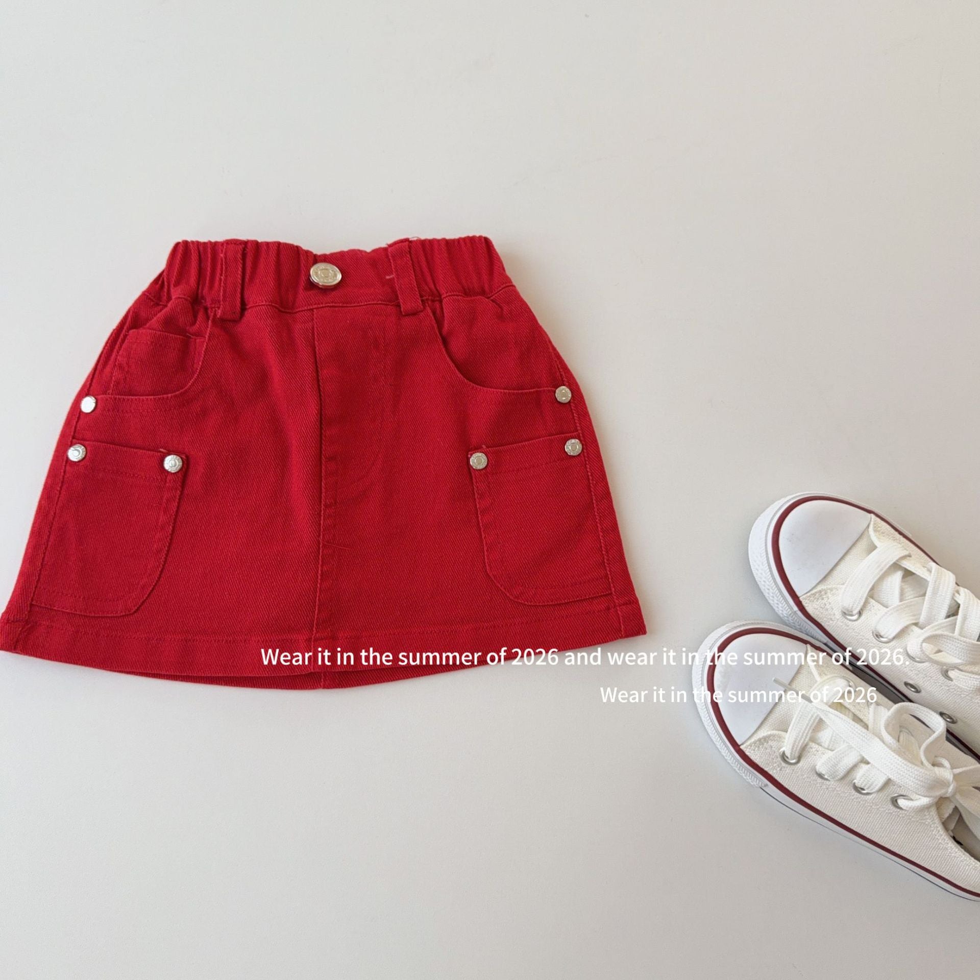 【90-150cm】鉚釘辣妹棉布短裙