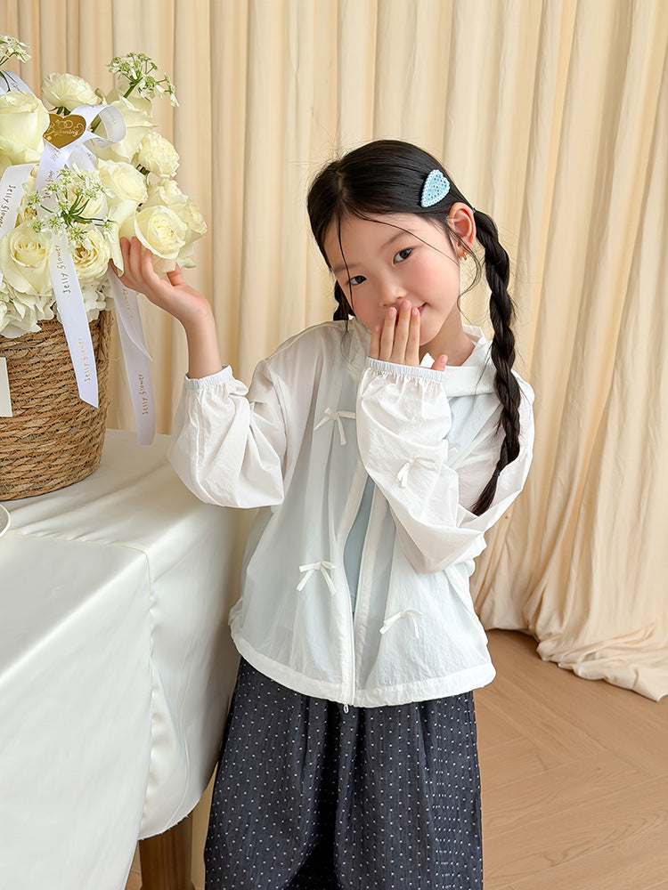 【100-170cm】推!! 可愛輕薄立體蝴蝶結防曬外套