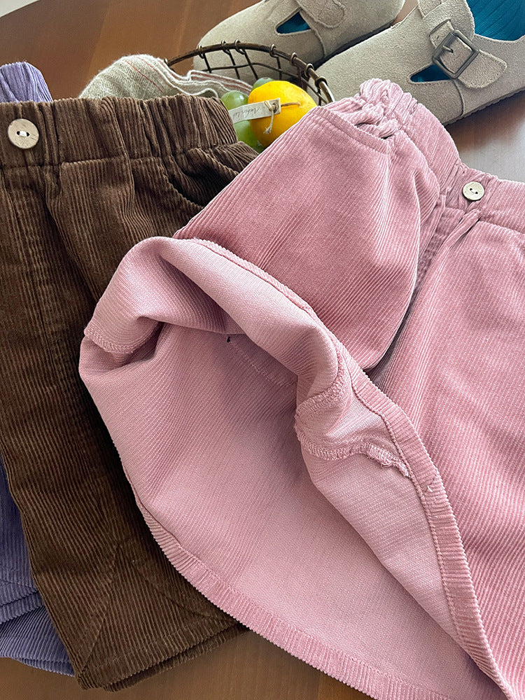 【現貨 90cm】柔軟坑條棉燈芯絨半身裙