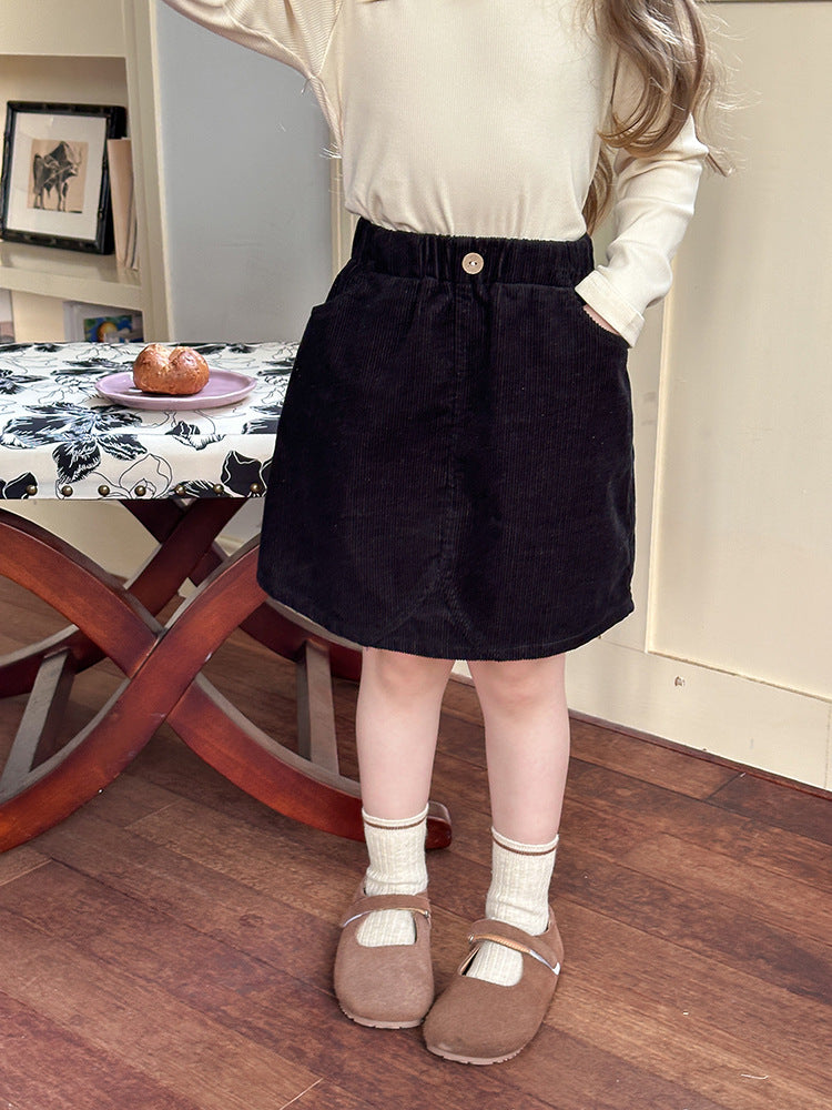 【現貨 90cm】柔軟坑條棉燈芯絨半身裙