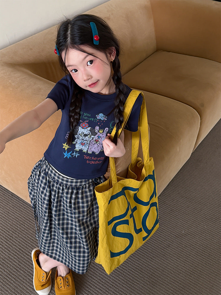 【100-170cm】舒適高彈卡通修身辣妹T
