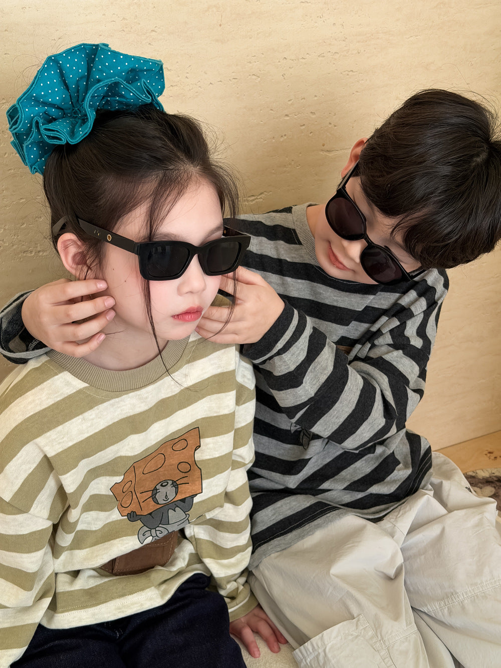 【100-160cm】卡通圓領寬鬆長袖T