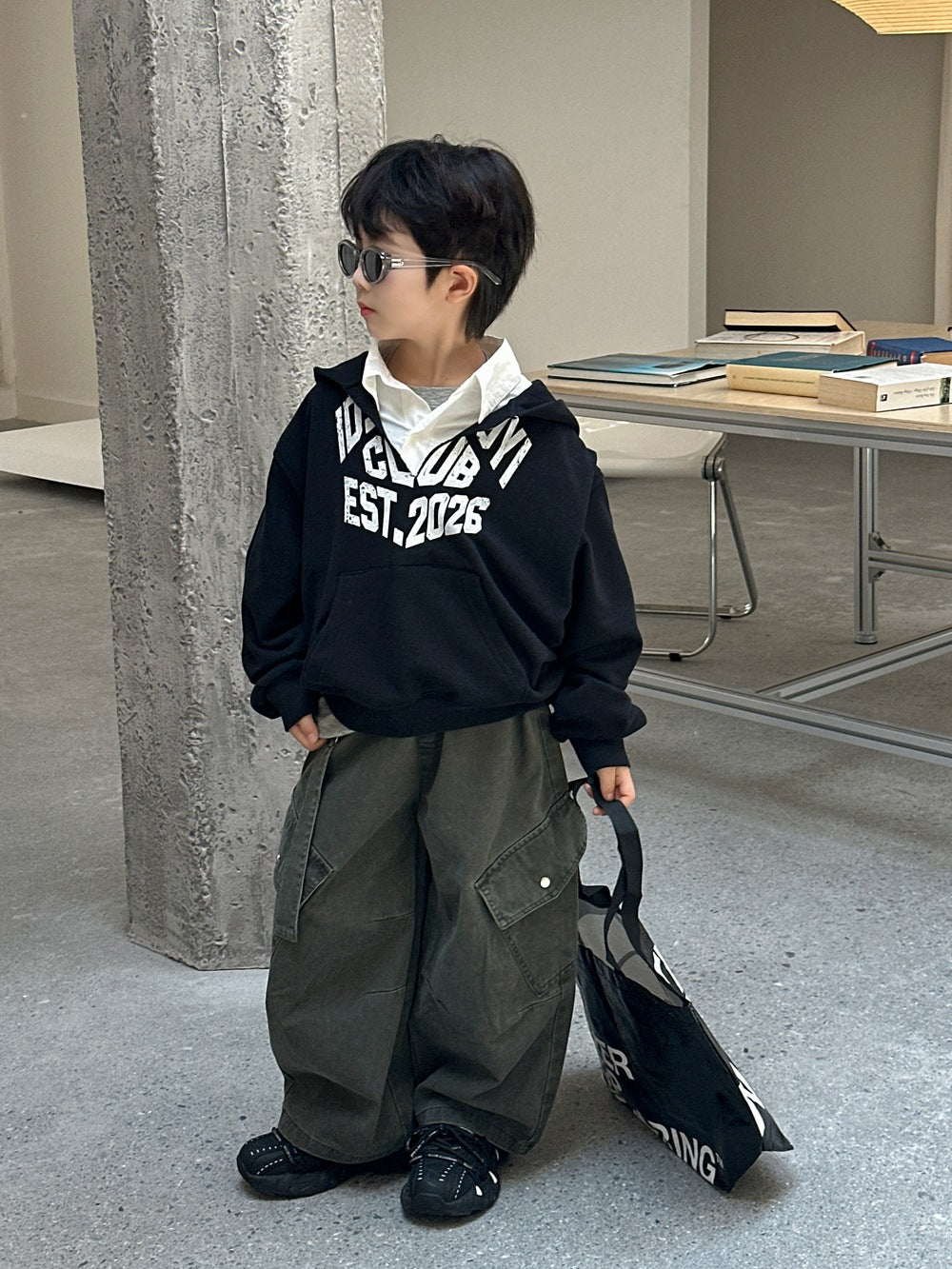 【100-160cm】重磅做舊洗褪工裝直筒褲