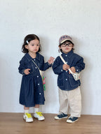 【80-150cm】牛仔連衣裙 | 牛仔襯衫外套