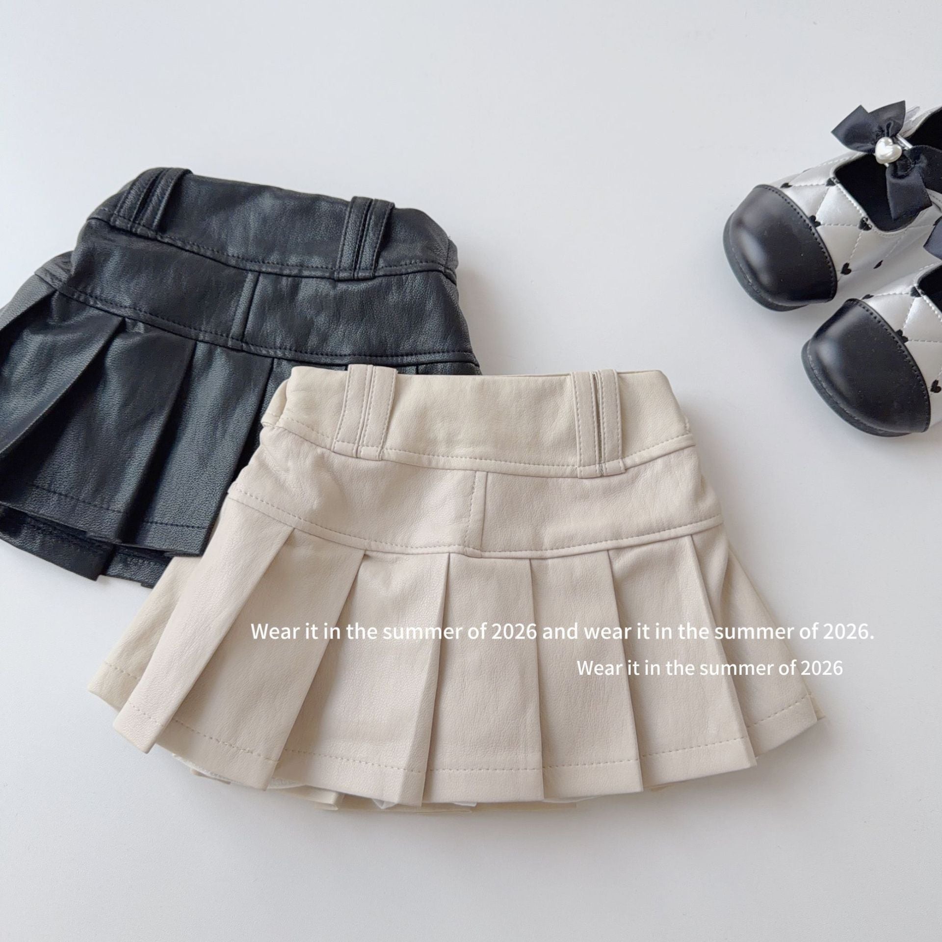 【90-150cm】時尚軟皮褲裙