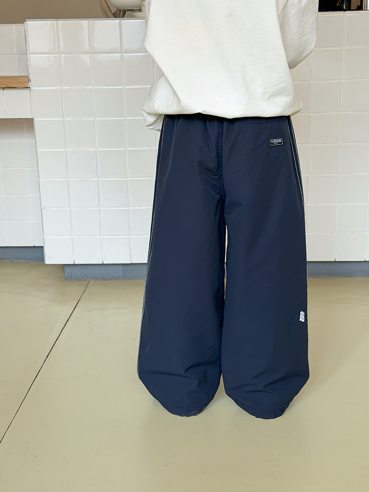 【100-170cm】字母拼接撞色可束腳運動褲