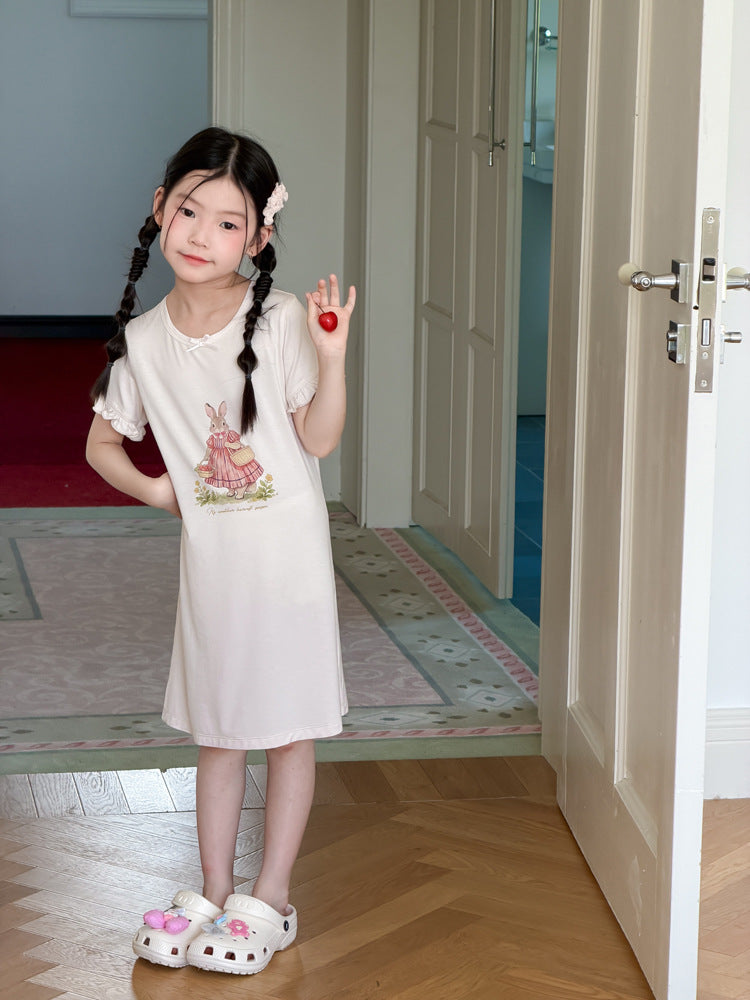 【100-170cm】莫代爾棉涼感兔兔連身家居服