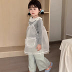 【90-140cm】蕾絲網紗連身裙 |花邊罩衫吊帶裙外穿上衣