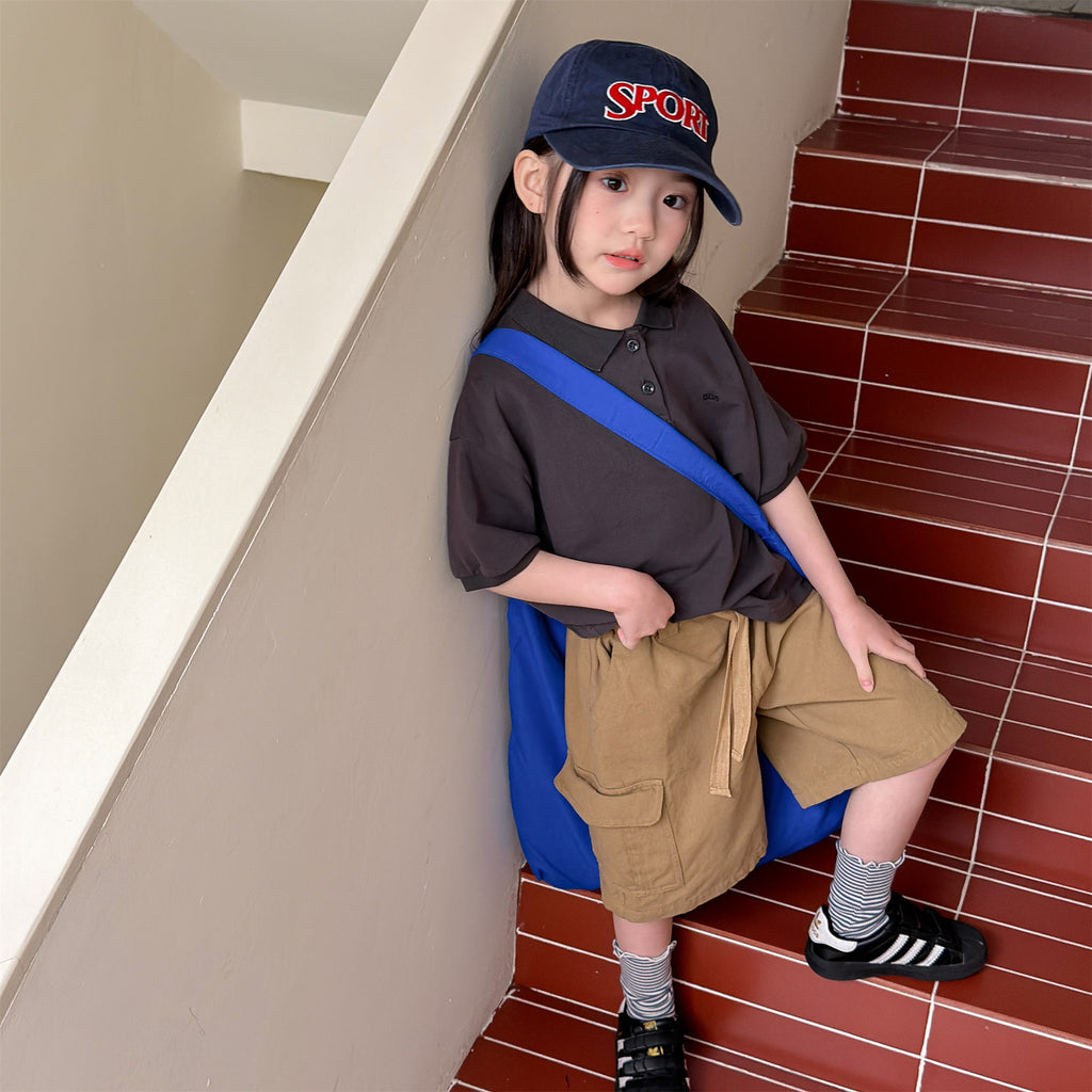 【80-130cm】3色-韓版刺繡小字母polo衫