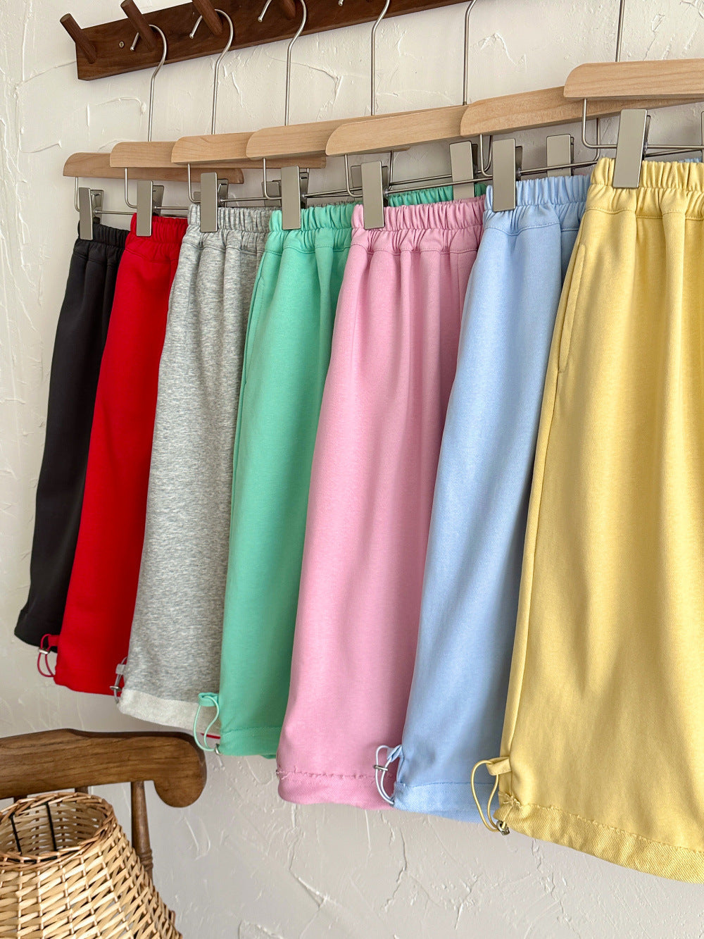【100-160cm】純色抽繩兩穿百搭寬鬆褲