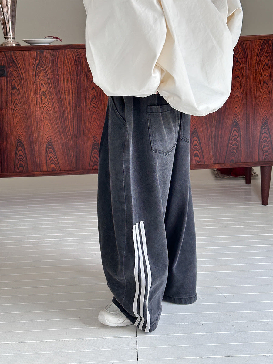 【90-150cm】韓版潮酷拉條牛仔褲