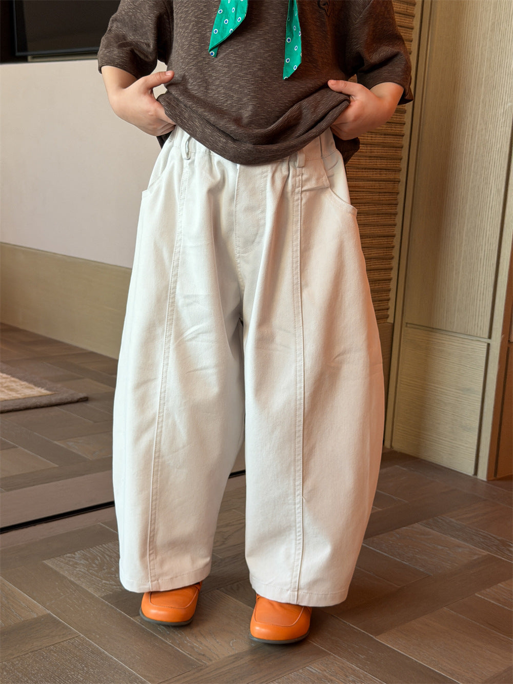 【90-150cm】韓系慵懶闊腿休閒褲