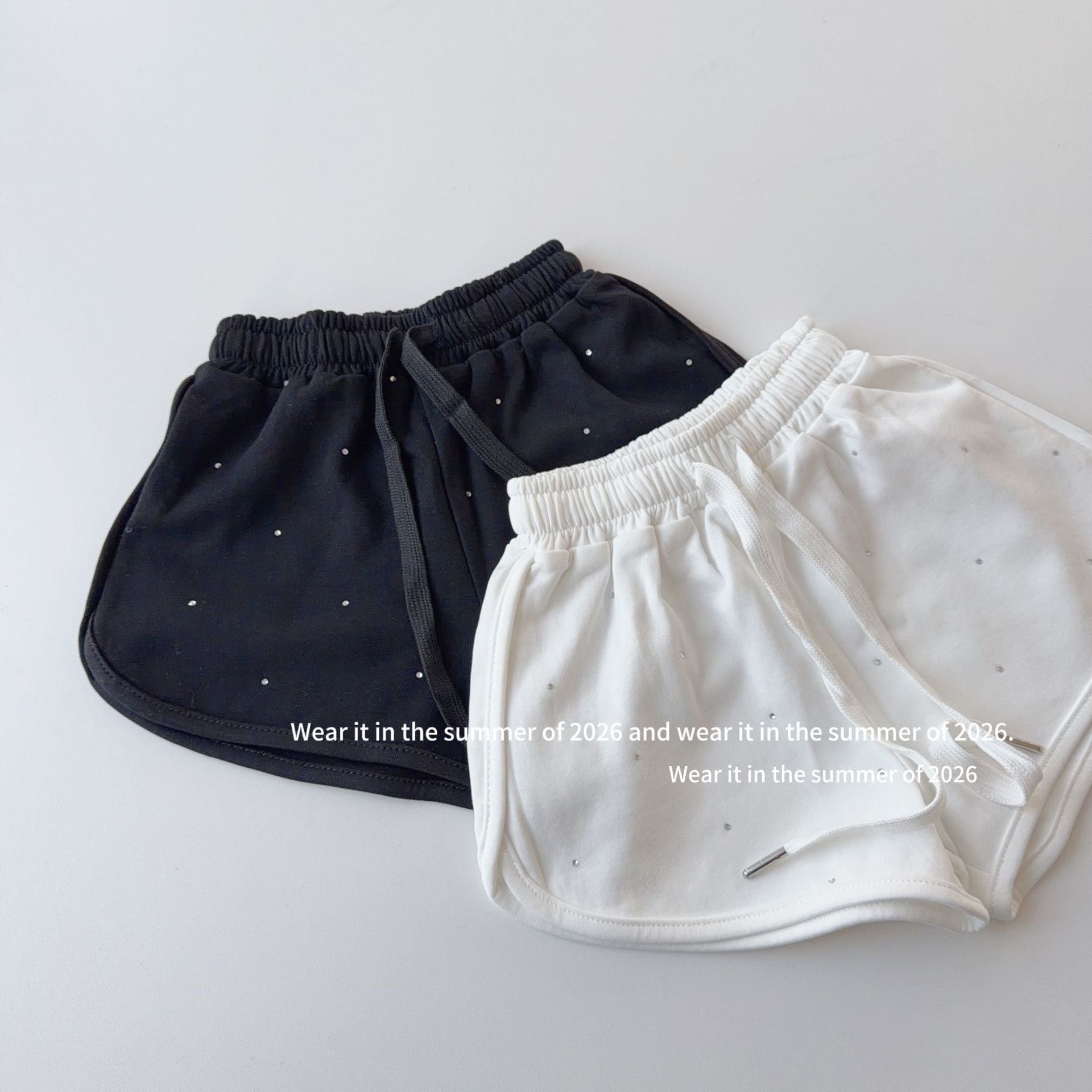 【90-150cm】亮鑽爆閃休閒短褲