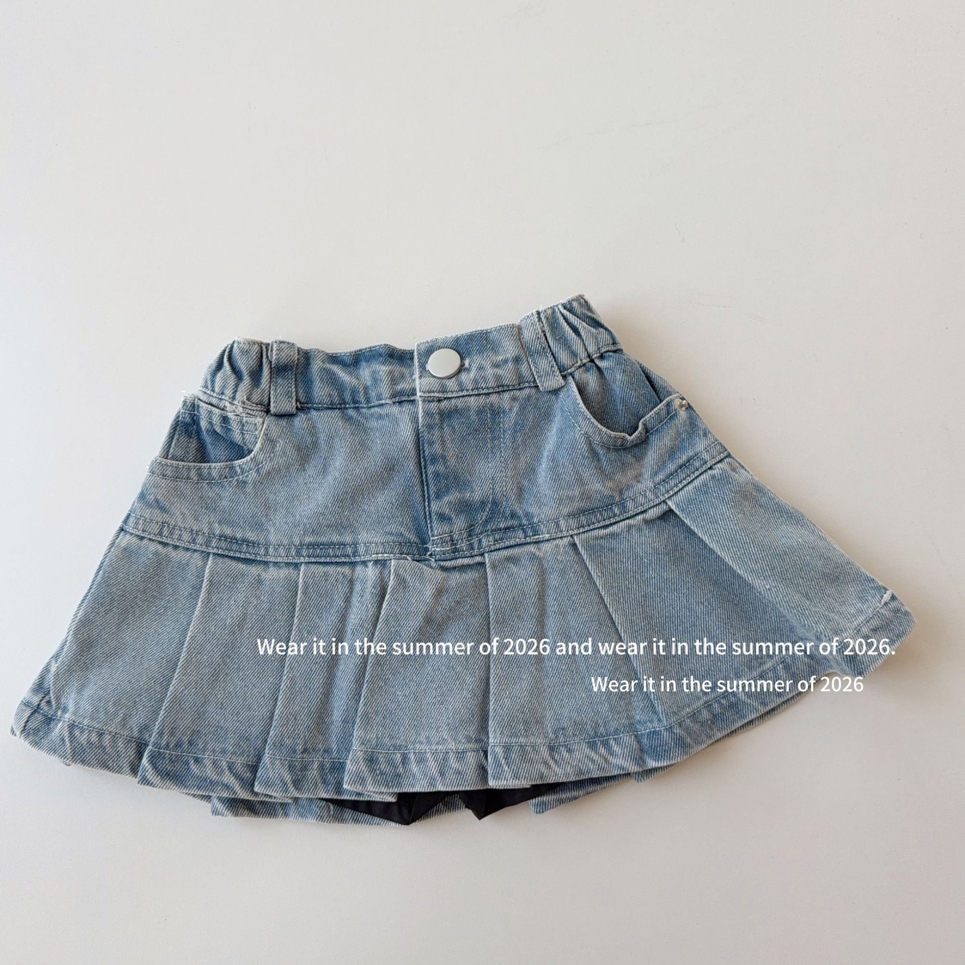 【90-150cm】牛仔百褶裙