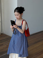 【90-150cm】韓版小格子背心裙 | 九分闊腿褲