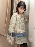 【90-140cm】雪紡碎花連身裙 | 小清新拼條公主連身裙