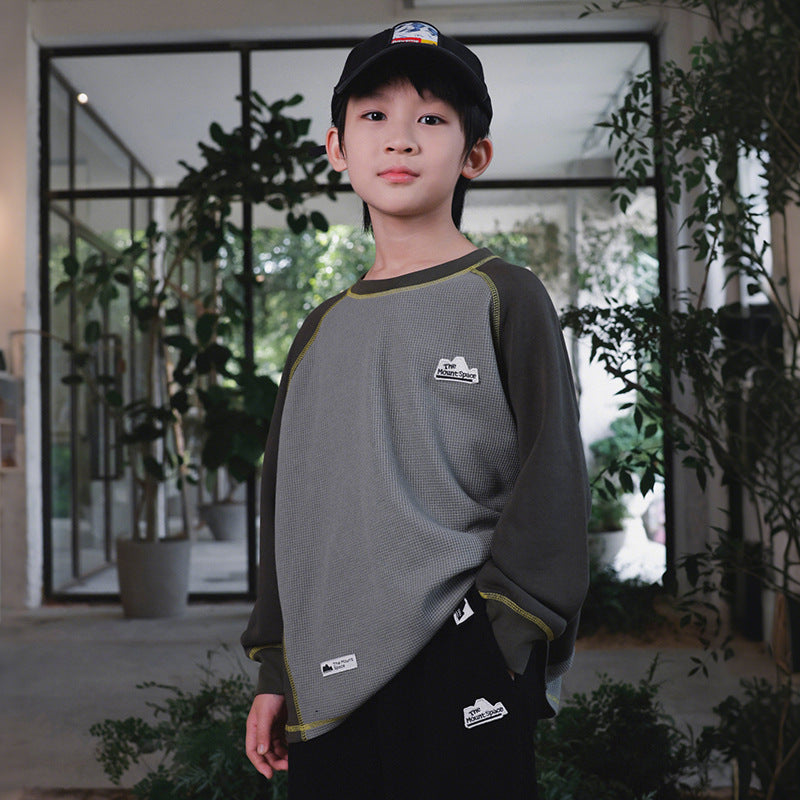 【現貨 110cm】華夫格拼接上衣